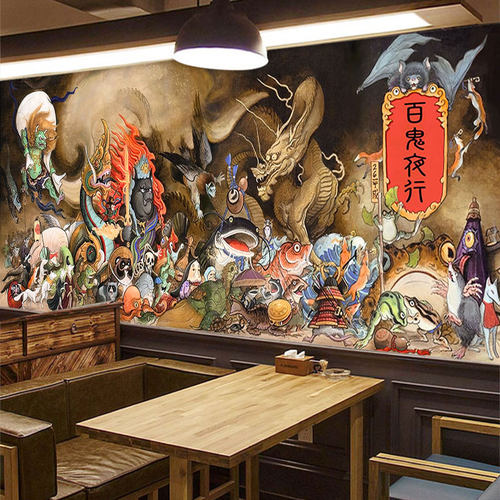 百鬼夜行壁纸浮世绘装饰壁画刺青工作室纹身店装修风格图背景墙纸 - 封面