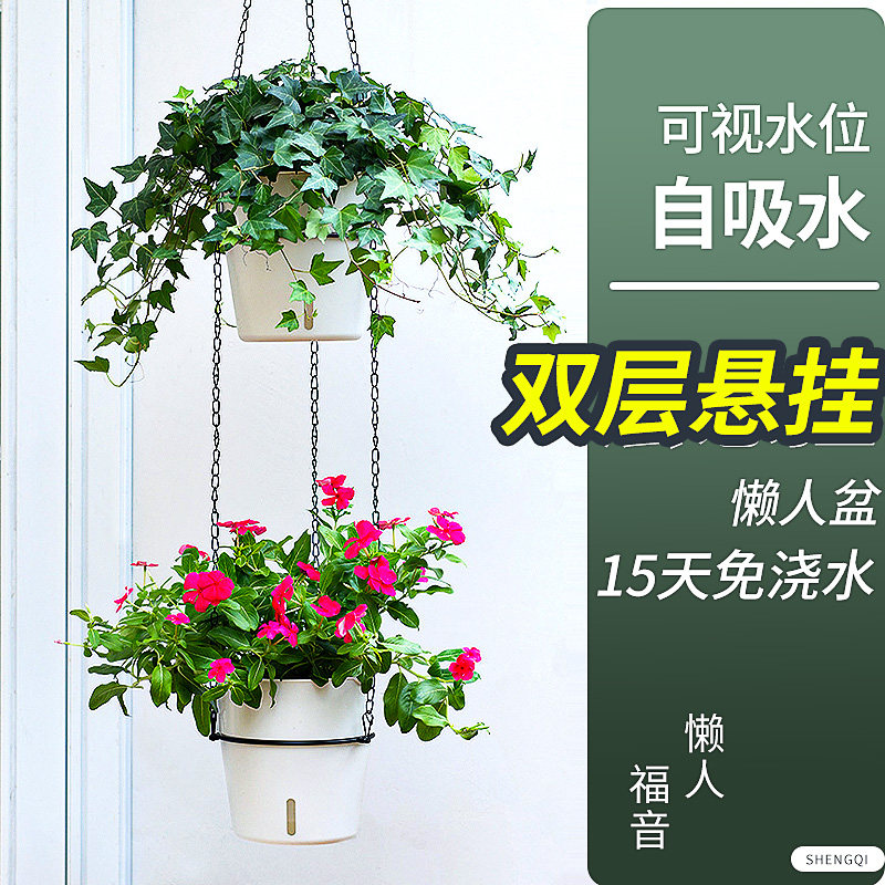吊兰花盆网红新款壁挂塑料小绿萝盆器自吸水厂家直销吊篮创意大号