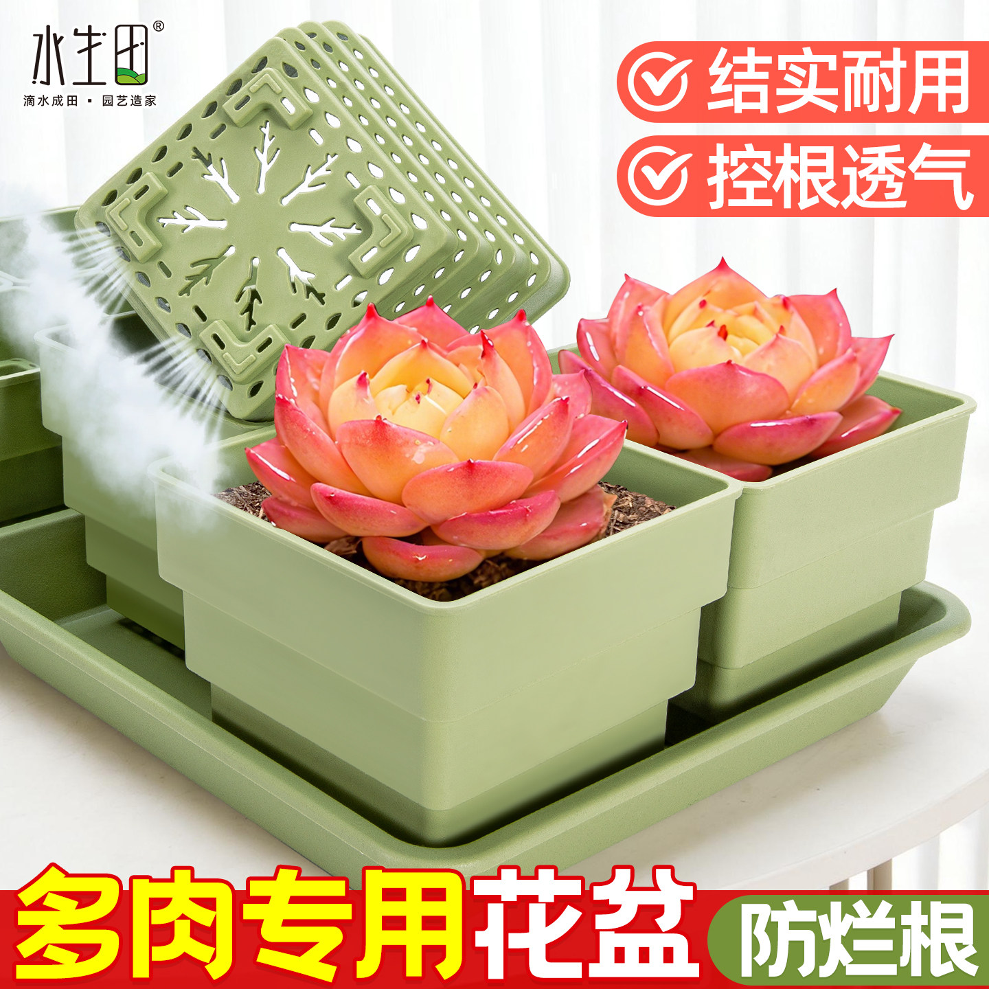 多肉专用控根花盆树脂加厚透气图片
