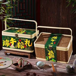 端午节粽子包装礼盒竹编手提篮子公司员工礼品空盒子2025新款