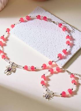 万圣节蜘蛛手链项链欧美创意百搭夜光暗黑蜘蛛串珠镶钻项链女