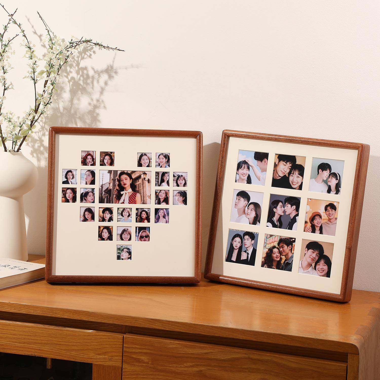 48宫格实木榫卯相框照片情侣9宫格摆台结婚挂墙照片墙纪念画框,家居饰品,DIY亲子装饰画,淘宝优惠券,粉丝福利购,淘宝优惠卷