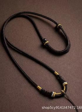 新款手搓棉线藏式吊坠绳四股编金刚结编织项链绳唐卡挂绳玉坠