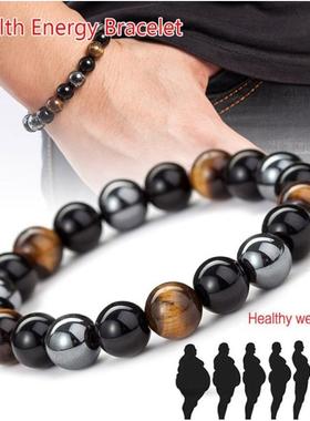 欧美跨境热销黑胆石手链男士健身能量抗疲劳手串6/8/10mm厂家直供