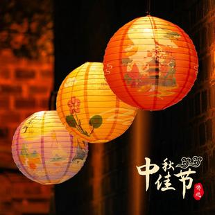 工厂中秋灯笼12寸氛围感挂饰猜灯谜道具装饰商场景区布置灯笼