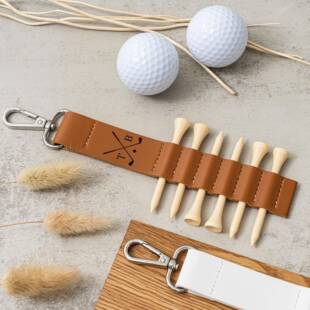 个性化激光镭射PU高尔夫球钉套6只装球钉包腰挂钥匙扣TEE收纳架