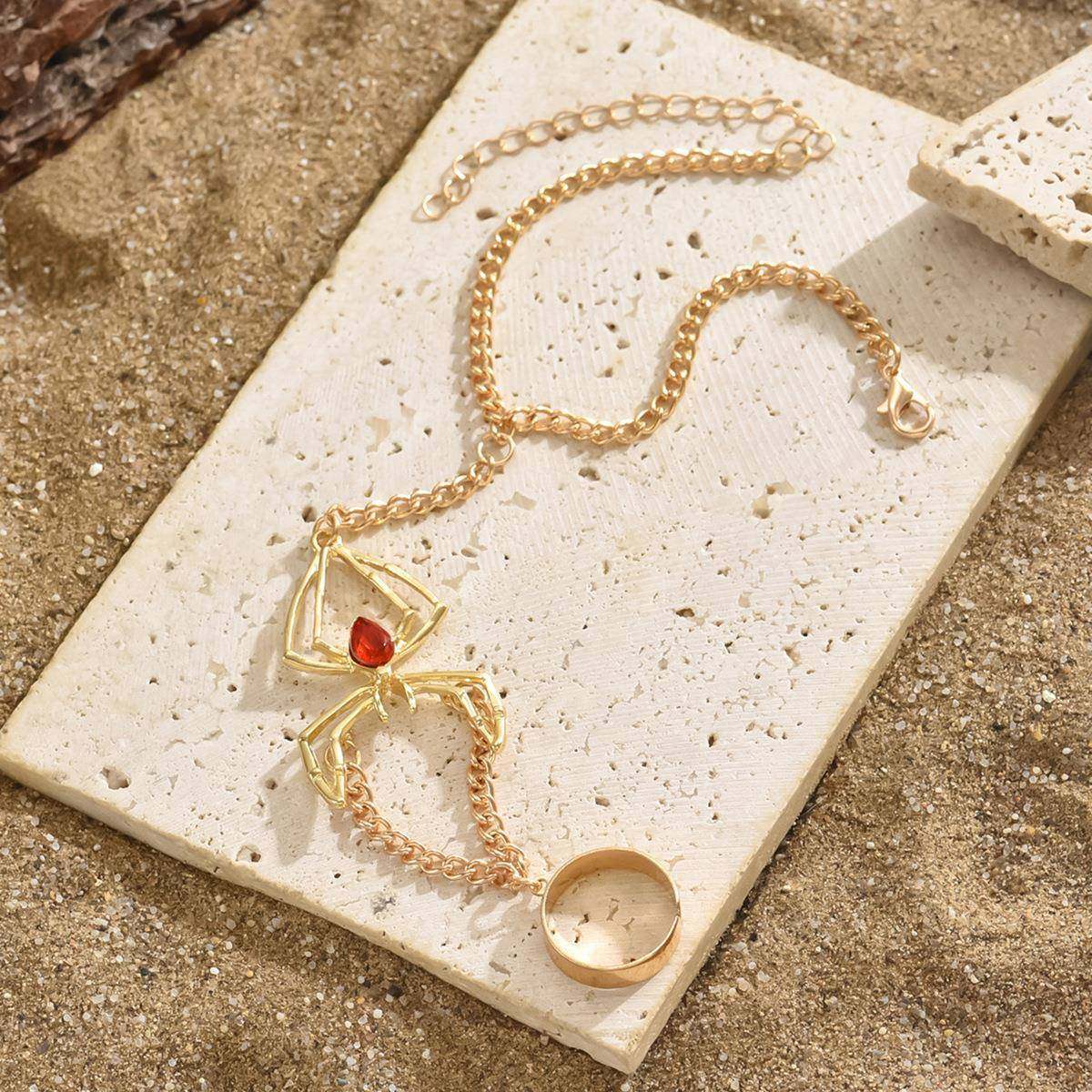 亚马逊跨境新款饰品哥特式夸张复古个性蜘蛛手链连戒指一体手饰,饰品/流行首饰/时尚饰品新,手链,淘宝优惠券,粉丝福利购,淘宝优惠卷