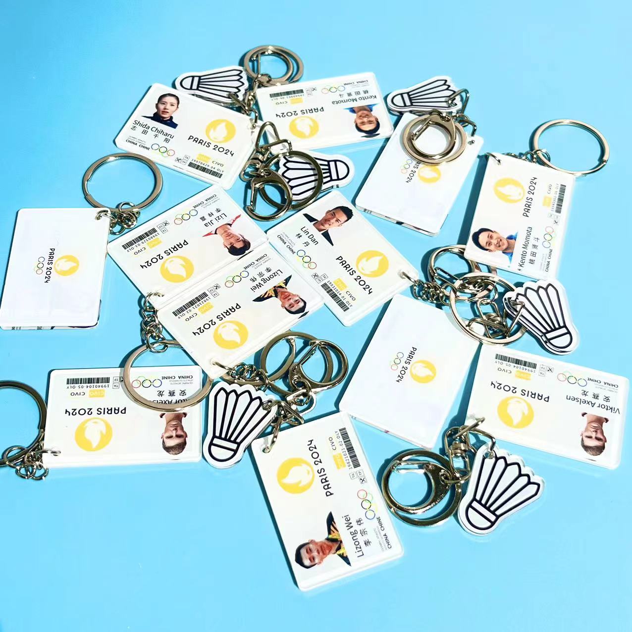 志田千阳桃田贤斗安塞龙李梓嘉李宗伟羽毛球挂件背包参赛卡钥匙扣