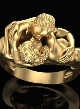 禾呈时尚女士珠宝亚当和夏娃欧美复古女士订婚结婚戒指独特