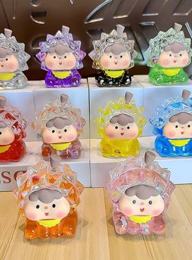 创意榴莲爆闪夜光爆炸头超萌卡通造型流沙入油款摆件摆件盲袋