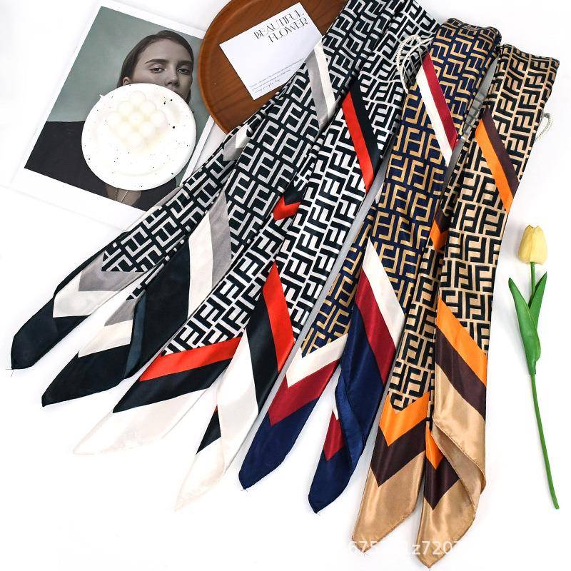 外贸轻奢时尚90色丁英语字母大方巾沙滩防晒缎面女士丝巾领巾