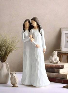 树脂摆件女孩抱马人物雕像天使摆件家居装饰桌面小摆件工艺品