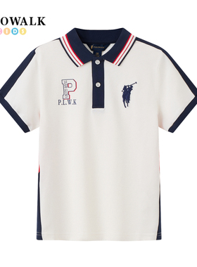 POLOWALK童装男童短袖polo衫2026夏季新款保罗儿童撞色翻领t恤衫