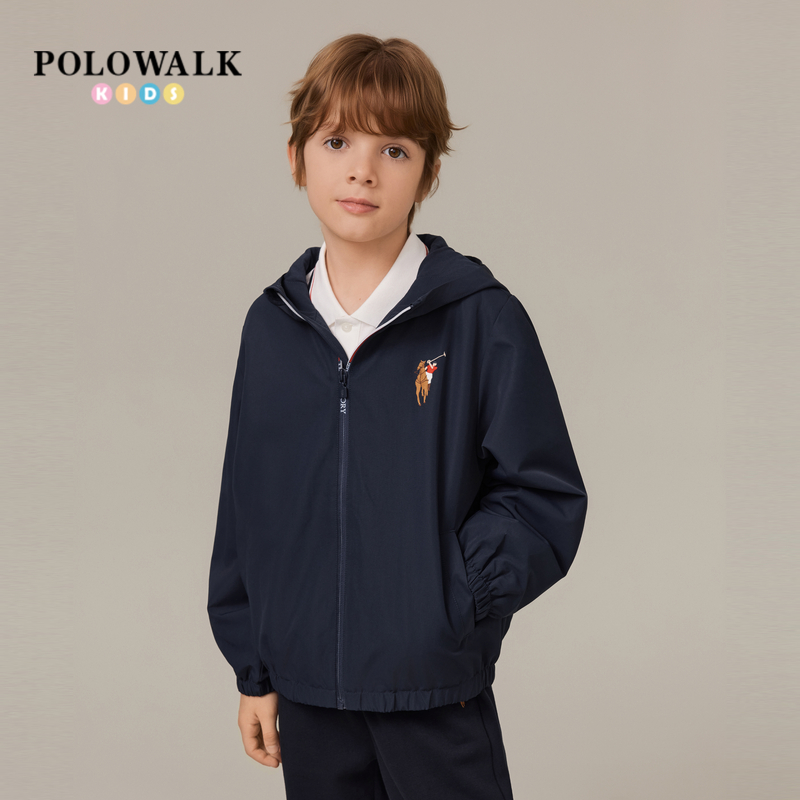 POLOWALK男童连帽拉链休闲外套潮