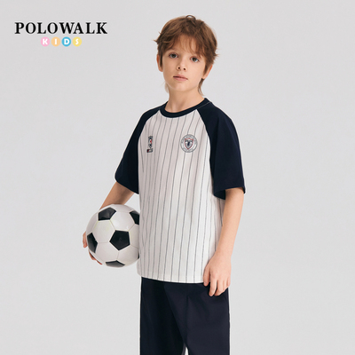 POLOWALK童装男童条纹短袖T恤衫