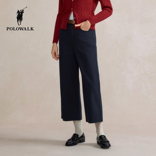 POLOWALK直筒九分裤女2025秋季新款保罗女装日常通勤百搭休闲裤子