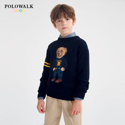 POLOWALK男童学院风小熊套头内搭