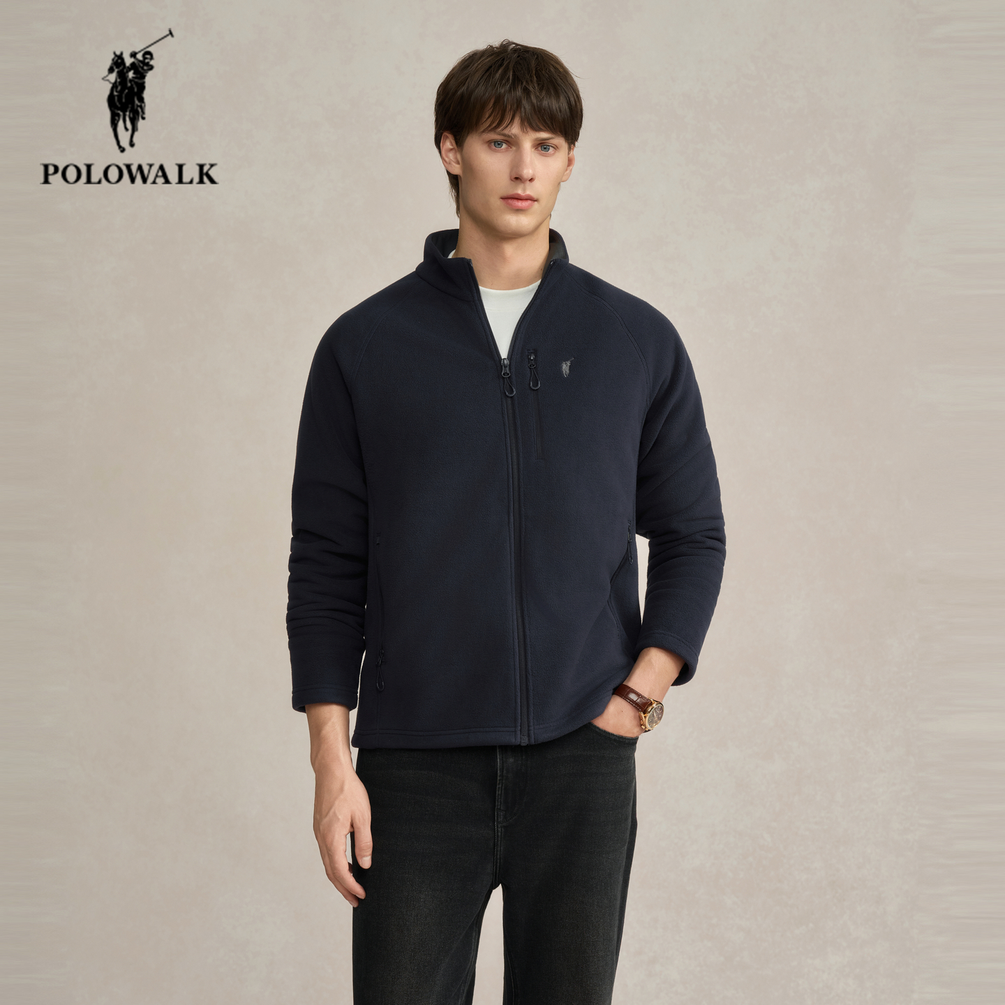 POLOWALK冬季新品立领摇粒绒外套