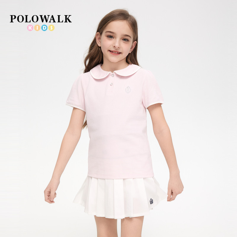 POLOWALK童装女童百搭短袖POLO衫图片