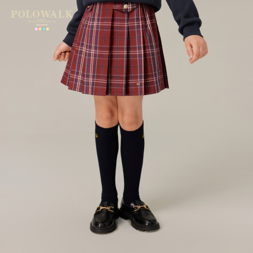 POLOWALK女童复古时尚百褶半身裙