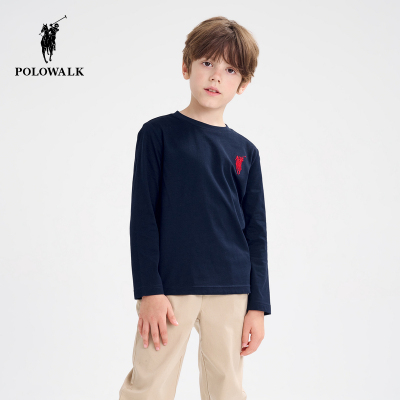 POLOWLAK刺绣LOGO圆领长袖T恤