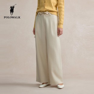 POLOWALK休闲裤女2025秋季新款保罗女装通勤百搭直筒显瘦阔腿裤子