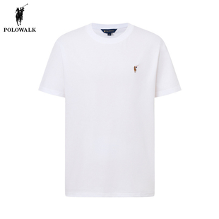 POLOWALK男士白色短袖T恤2026夏季新款保罗男装宽松休闲凉感上衣