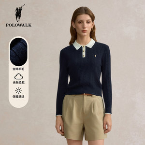 POLOWALK秋季新品女装翻领针织衫