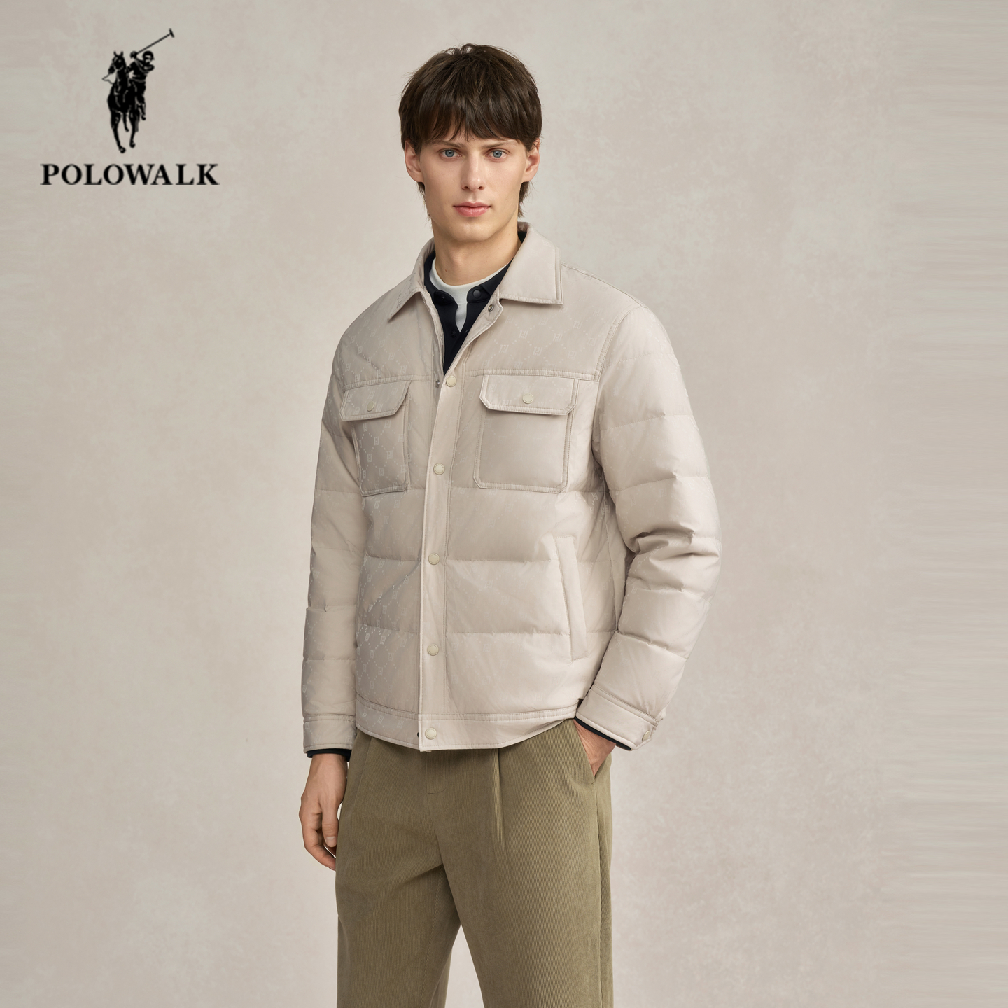 POLOWALK冬季新品轻薄翻领羽绒服