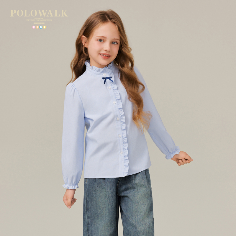 POLOWALK甜美百搭条纹长袖衬衫女