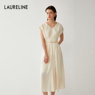 LAURELINE/洛瑞琳年夏季新款无袖优雅气质连衣裙女典雅长裙