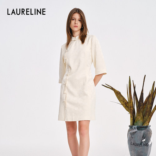 LAURELINE/洛瑞琳新中式国风连衣裙年春季新款优雅收腰裙子女