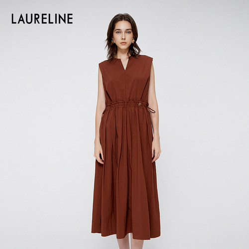 LAURELINE/洛瑞琳连衣裙2025年夏季新款优雅无袖收腰显瘦长裙女
