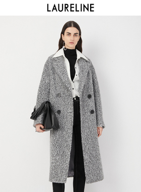 LAURELINE/洛瑞琳oversize大衣2023年冬季新款简约显高显瘦外套女