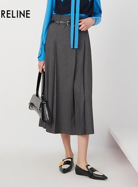LAURELINE/洛瑞琳百褶长半裙2023年秋季新款遮肉独特高级感裙子女