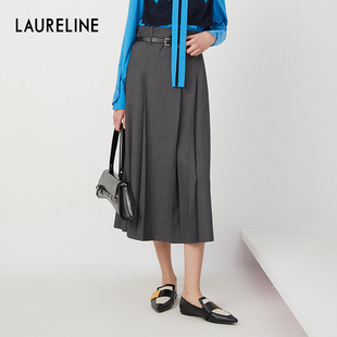 遮肉独特高级感裙子女 新款 LAURELINE 洛瑞琳百褶长半裙2023年秋季