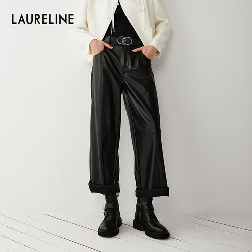 LAURELINE/洛瑞琳年秋季新款时尚个性酷飒宽松直筒休闲长裤女