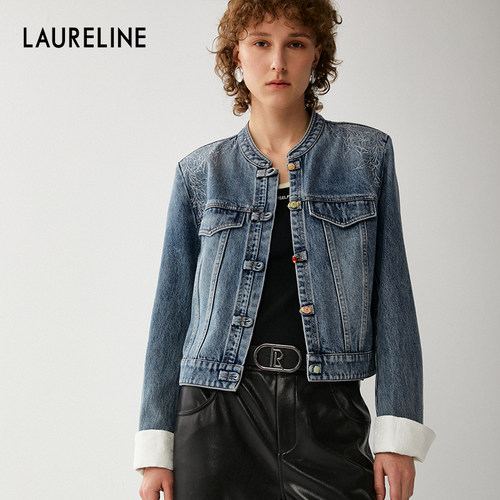 LAURELINE/洛瑞琳年秋季新款百搭简约牛仔外套女日常上衣