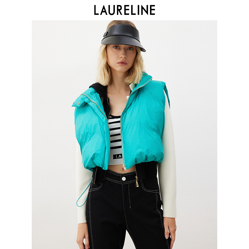 LAURELINE/洛瑞琳短款马夹羽绒服女2023年春季新款无袖马甲外套