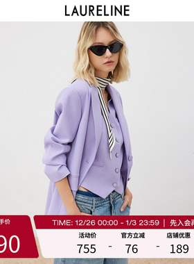 LAURELINE/洛瑞琳西装2023年春季新款紫色高级感职场通勤外套女