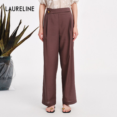 LAURELINE/洛瑞琳通勤显瘦高腰长裤年夏季新款时髦百搭裤子女