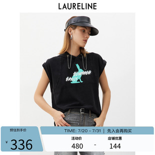 饰时髦T恤女 LAURELINE 洛瑞琳纯棉连帽上衣2023年夏季 新款 链条装