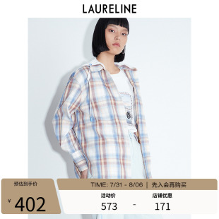 外套女 LAURELINE 洛瑞琳春季 新款 宽松格纹舒适休闲连帽短款