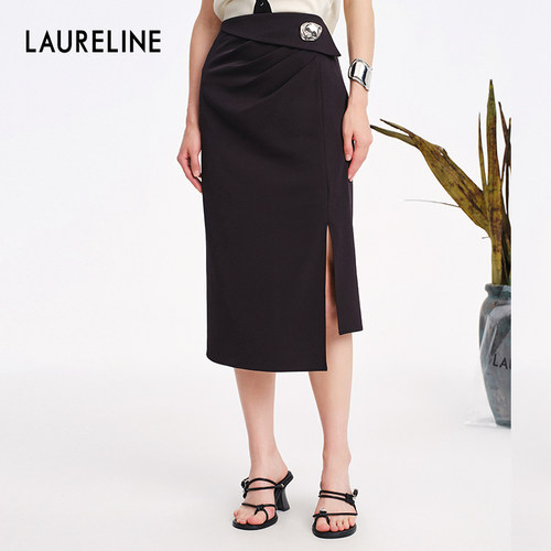 LAURELINE/洛瑞琳高级感优雅年夏季新款商场同款开叉半身裙女