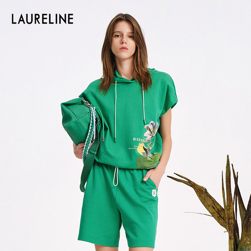 LAURELINE/洛瑞琳休闲连帽卫衣年夏季新款运动风时髦上衣女