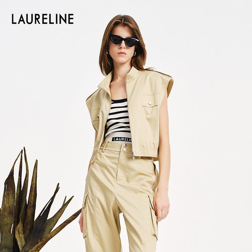LAURELINE/洛瑞琳时尚洋气马夹年夏季新款极简风潮酷上衣女