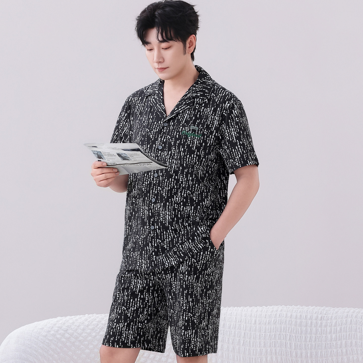 睡衣男士2026新款夏季纯棉短袖短裤夏天薄款大码可外穿家居服套装