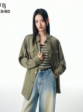 【商场同款】太平鸟收腰工装风衬衫式通勤短外套女顺滑A1BBF3121