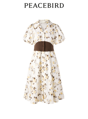 太平鸟女装秋季腰封式拼接连衣裙A1FAD3110