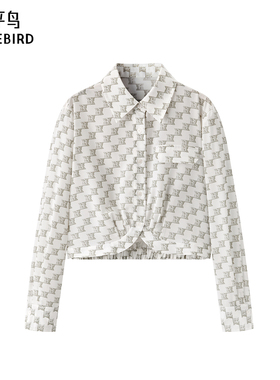 太平鸟女装夏季老花截短衬衫A1CAE2247